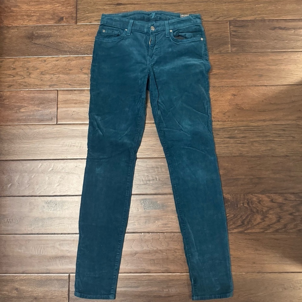 2/40 7 For All Mankind Teal Skinny Corduroy Jeans - Women’s 27